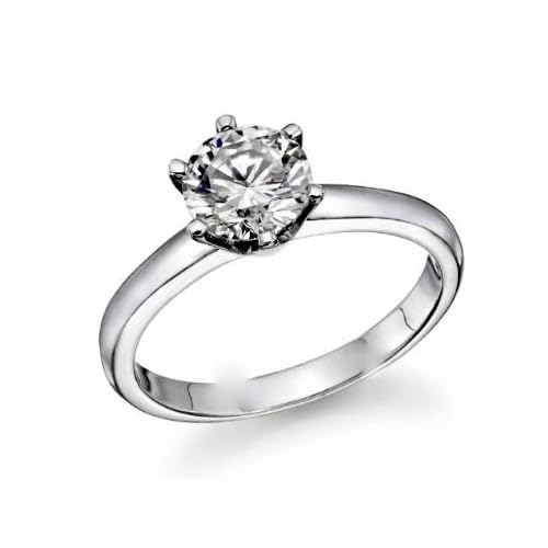 38 Carat Diamond Solitaire Engagement Ring in 14K white-gold 6 Prong Sizes 4-9 With Free Premium Black Ring Box J-K, I2, 0.37 c.t.w