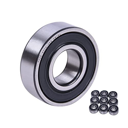 Frassie 10 Pcs 6202-2RS Deep Groove Ball Bearing, Double Rubber Sealed Bearing 15×35×11mm