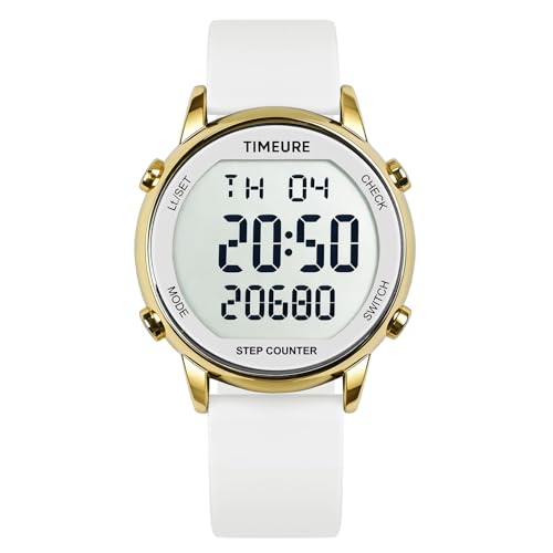 TIMEURE Pedometer Watch for Women, Step Counter for Walking No AppPhone Required Step Counter, Waterproof Fitness Calorie Tracker, Distance Tracking, Alarm, Large Digital Display Watch, TU-2509