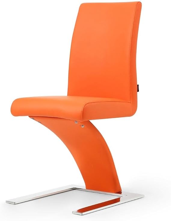 ZURI Modern Mesa Dining Chair in Orange Leatherette and Stainless Steel