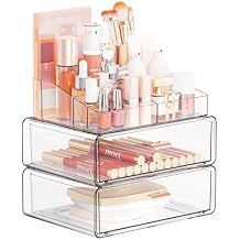 Yieach Clear Acrylic Makeup Organizers Countertop for Dresser,Desk,Bathroom Vanity,3 Tier Stackable Make up Holders and Makeup Cabinet,Tiered Cosmetic Storage and Make up Containers for Palette,Brush
