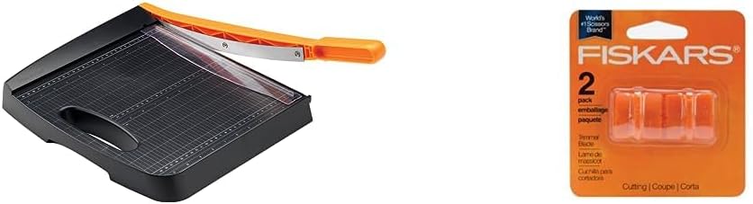 Fiskars Recycled Bypass Paper Trimmer 12 and Replacement Blades 2-Pack | Paper Cutter Bundle