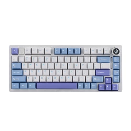 EPOMAKER x LEOBOG Hi75 Aluminum Alloy Wired Mechanical Keyboard, Programmable Gasket-Mounted Gaming Keyboard with Mode-Switching Knob, Hot Swappable, NKRO, RGB White Purple, Nimbus V3 Switch