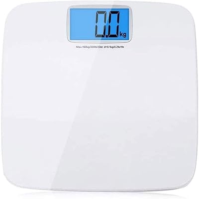Digital Bathroom Scale, Waterproof Anti SkidBlack Highly Accurate Body Weight Scale with Round Corner Design, Measures Weight up to 330 lbs, Easy-to-Read Backlit LCD Color : White