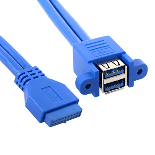 CY Cable Stackable USB 3.0 Female Panel Type to Motherboard 20Pin Header Cable Dual Ports 50cm