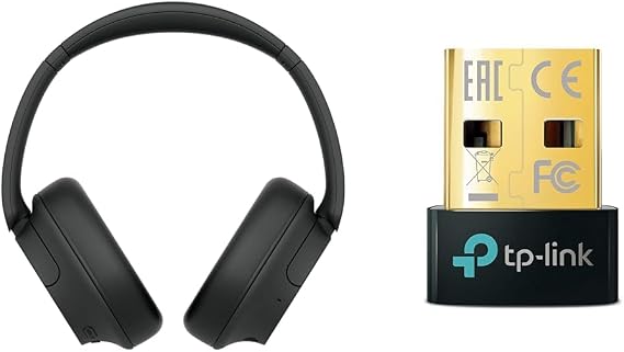Sony SONY Wireless Noise Canceling Headphones: Black WH-CH720N B Small & TP-Link USB Bluetooth 5.0 Adapter Compatible with PC/Tablet Bluetooth Extension UB500