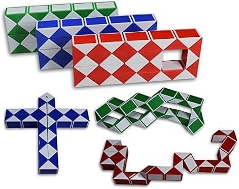 Magic Snake Cube Twist Puzzle Bundle of 3! 36 Wedges! 3 Large Cubes (Large 3 Pack)