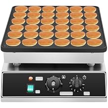 36 Grids Waffle Maker Machine 1000W Round Commercial Waffle Baker With 122-572F Temp Range and Time Control Non-stick Waffle Iron Baking Pan (4.8cm Waffle 3.38 * 13.38inch)