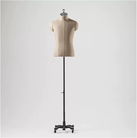 Male Mannequin Stand Torso with Wheels, Heavy Duty Rolling Half Mannequin Torso Body Dummy for Suits, Height Adjustable,#1-Black Stand