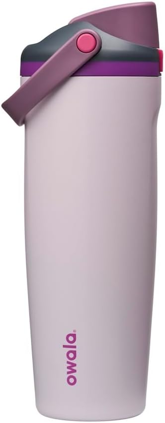 Owala FreeSip Sway Insulated Stainless Steel Water Bottle with Two-Way Spout, Built-in Straw and Bucket Handle, 890ml, BPA Free, Leak Proof, Dreamy Fields (Grey/Purple)