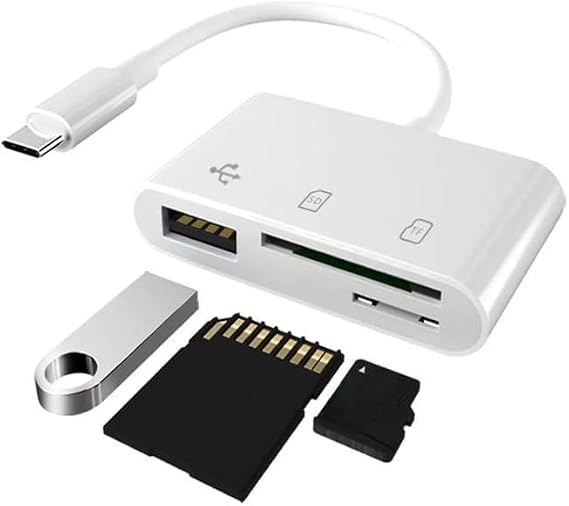 3 in 1 USB C Hub, Multifunctional SD TF Memory Card Reader Adapter, Portable Camera Card Reader Compatible with Laptop, Phone, Tablet