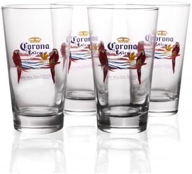 BARCONIC Corona 16 oz Beer/Pub Glasses- 4 Pack
