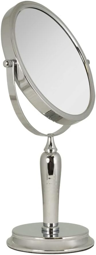 Zadro Anaheim 8.75 Round Non-Lighted Makeup Mirror 5X 1X Magnifying Makeup Mirrors Rotating Head Makeup Mirror for Desk