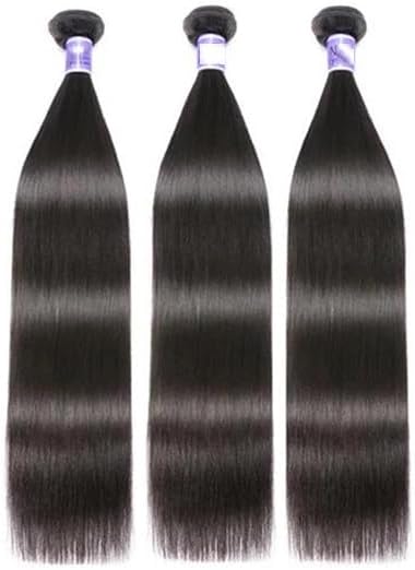 3 Bundles Peruvian Virgin Hair With Closure Straight Hair Wefts 12A Grade Middle Part Hair Bundles Natural Color 16 16 16Three