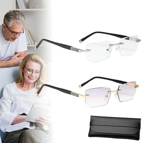 Intelligent Reading Glasses,Reading Glasses, Intelligent Dual Focus Reading Glasses (2PCS,2X)