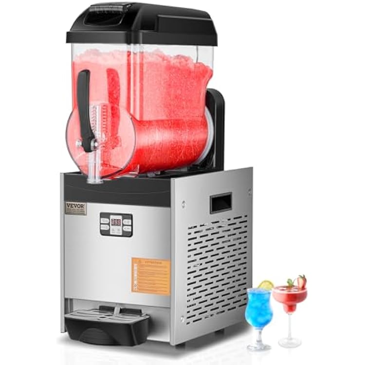 VEVOR Commercial Slushy Machine, 12L Single Tank Frozen Drink Machine, 48 Cups Stainless Steel Margarita Smoothie Frozen Drink Maker, Slushie Maker for Home Party Restaurants Cafe Bars