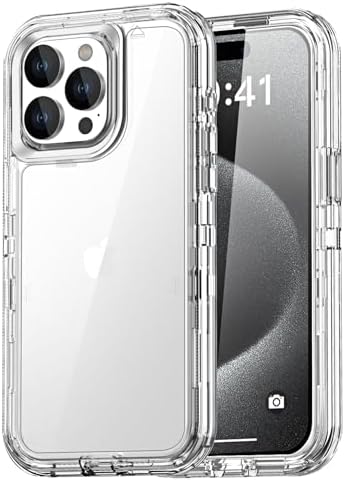 AICase Clear Case for iPhone 15 Pro Max,Heavy Duty Durable 3-Layer [Not Yellowing][Military Grade Drop Protection] ShockproofDropProof Protective Cover for iPhone 15 ProMax Case