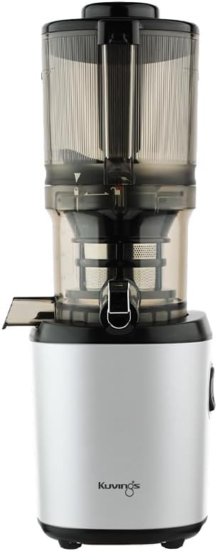 Kuvings Slow Juicer AUTO6 Entsafter Gemüse und Obst Elektrische Kaltpresse Ruhiger Motor Leicht zu Reinigen Saft & Sorbet 1.7L BPA Frei Schlankes Design 200 W (Matt White Silver)_KHS-660SE