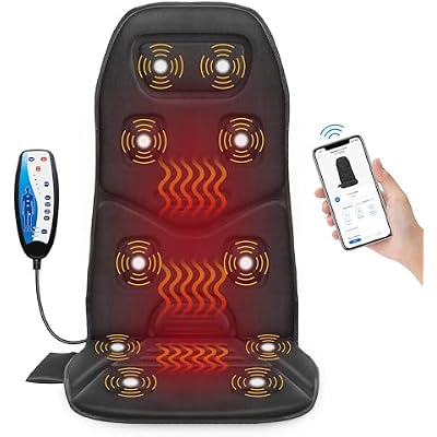 COMFIER Back Massager with Heat, App Control Vibration Massage Seat Cushion, 10 Motors & 3 Heat Levels Chair Massager Pad, Home Office Use