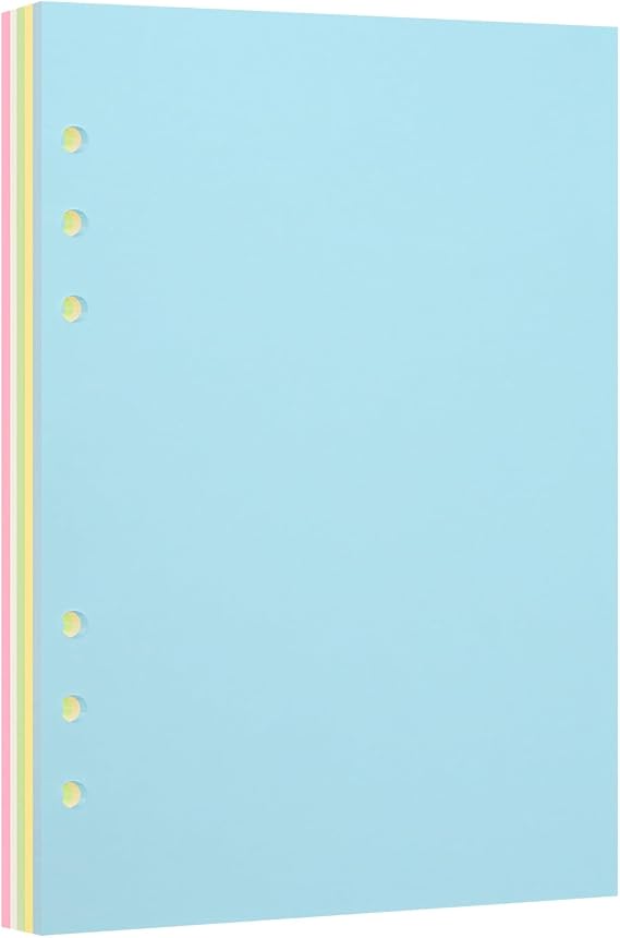 A5 6-Hole Blank Loose-Leaf Paper–Refill Paper for Binder, Planner, and Notebook, Ideal for Sketching, Journal, Meeting Note, Project Planning,Fountain Pen Friendly - Double Sided No Bleed Through.