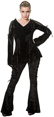 Banned Gorgeous Gothic Velvet Laced Corset Style Halloween Long Sleeve Top