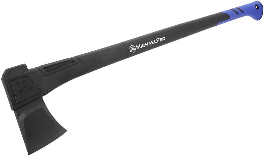 MichaelPro Splitting Axe with Weather-Resistant and Shock Absorbing Fiberglass Handle, Capable of One-Strike Splits 36-Inch Splitting Axe