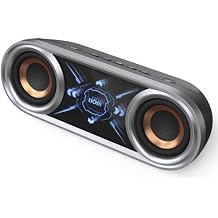 DOSS SoundBox Pro+ P400 Bluetooth Speaker, 50W Loud Stereo Sound, Deep Bass, 26H Playtime, Cool Mirror Lights, Bluetooth 5.3, IPX5 Waterproof, Portable for Outdoor, Beach, Pool, Camping, Party-Grey