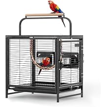 VINGLI Bird Cage, 50 inch Wrought Iron Bird Cage with Handle for Parakeets, Parrot, Lovebirds, Finches, Small/Medium Birds (50" with Wheels)