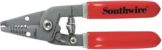 Southwire Compact Wire Stripper 16-26 AWG - Strips, Cuts, Loops Electrical Wire - Stainless Steel Blades - Spring-Loaded - Lightweight Tool - Compact 16-26 AWG Model