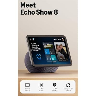 Amazon Echo Show 8 (newest model), Vibrant HD 8.7" display with spatial audio, Designed for Alexa+, Graphite