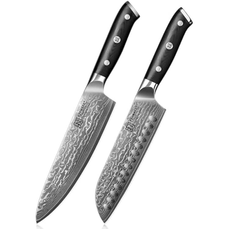 KEEMAKE 67-Layer Damascus Kitchen Knife 8 Chef Knife and 7 Nakiri Knife Japanese Kitchen Knife with G10 Handle