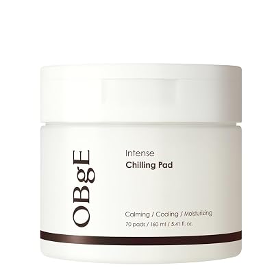 OBgE Intense Chilling Pad 70 count - Toner Pads for Men. Soothe, Hydrate & Cool, Daily Skincare. Vegan Cotton with Rosemary Extract 78%, Herbs, LHA, PHA.