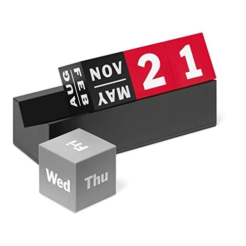 Cubes Perpetual Calendar RedGreyBlack