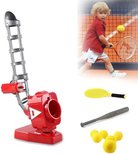Automatic Pitching Machine with Adjustable Speed and Angle, Includes Sports Equipment for Practice