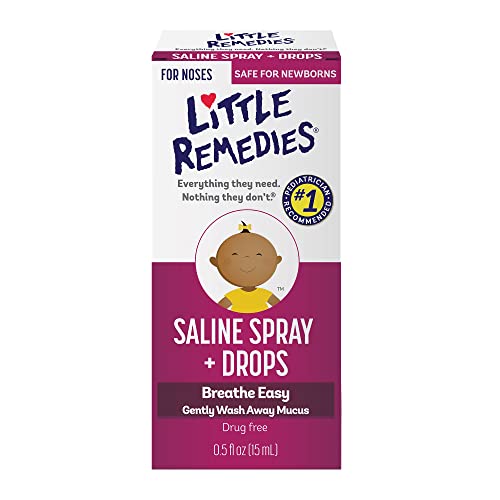 Little Remedies Saline SprayDrops | 0.5 oz | Pack of 1 | For Noses to Breathe Easily | Gently Wash Away Mucus | Newborn Safe