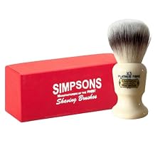 Simpsons Shaving Brush Commodore X3 Platinum Fibre - Faux Ivory Handle - Premium Wet Shave Tool for Rich Lather - Extra Soft & Dense - Luxury Shaving Brush for Smooth, Comfortable Grooming