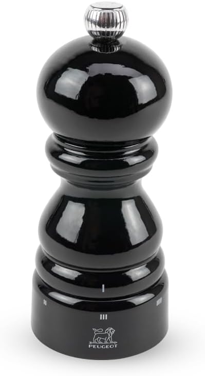 PEUGEOT - Pfeffermühle Paris u‘Select 12 cm - 6 voreingestellte Mahlgrade - Aus PEFC-zertifiziertem Holz - Schwarz lackiert