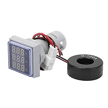 AC Voltage Current Display Meter, AC 60-500V 0-100A 20-75 Hz Frequency Meter Multifunction Power Energy Panel Meter LCD Digital Display Ammeter Voltmeter(White)