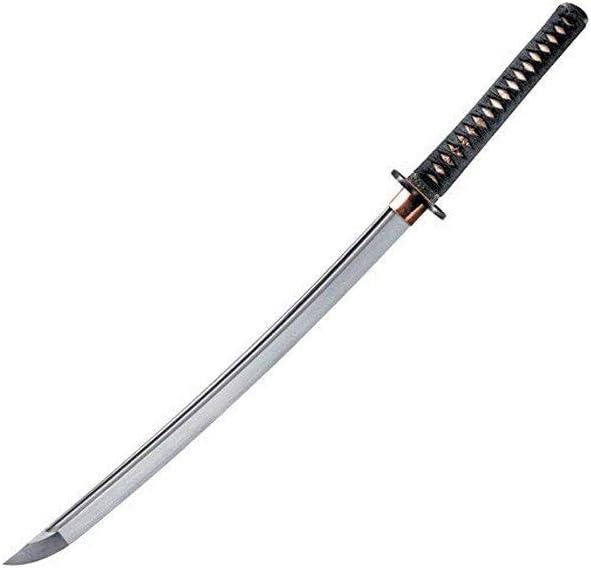 Cold Steel Warrior Series Katana Samurai Sword with Ray Skin Handle, Black Lacquered Wood Scabbard, Black Braid Cord and Brass Menuki, Chisa Katana