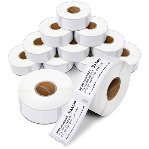 Aegis Adhesives - Replacement for DYMO 30336 12 Rolls, 6000 Labels 1 X 2 18 Direct Thermal Barcode and Address Labels - Compatible with LabelWriter 450, 450 Turbo, 4XL NOT 550, 5XL