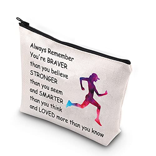 Running Lover Gifts Makeup Bag for Her - Cosmetic Pouch for Runners, Cross Country, Teens, Women - Travel Toiletry Organizer Zipper Pouch