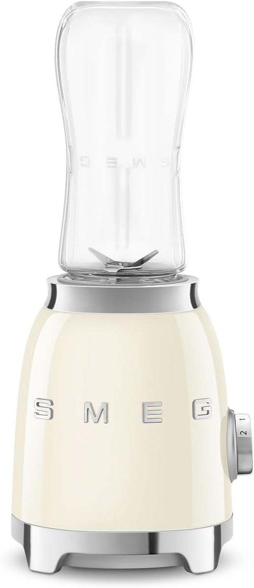 Smeg PBF00CRUK 50's Style Retro PBF00 Compact Personal Blender/Smoothie Maker, Single Bottle - Cream
