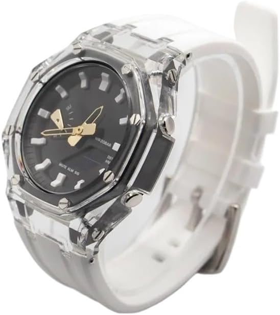 Transparent Mod Kit Rubber Strap Case fit for g shock GA2100/GAB2100(White-Tr)