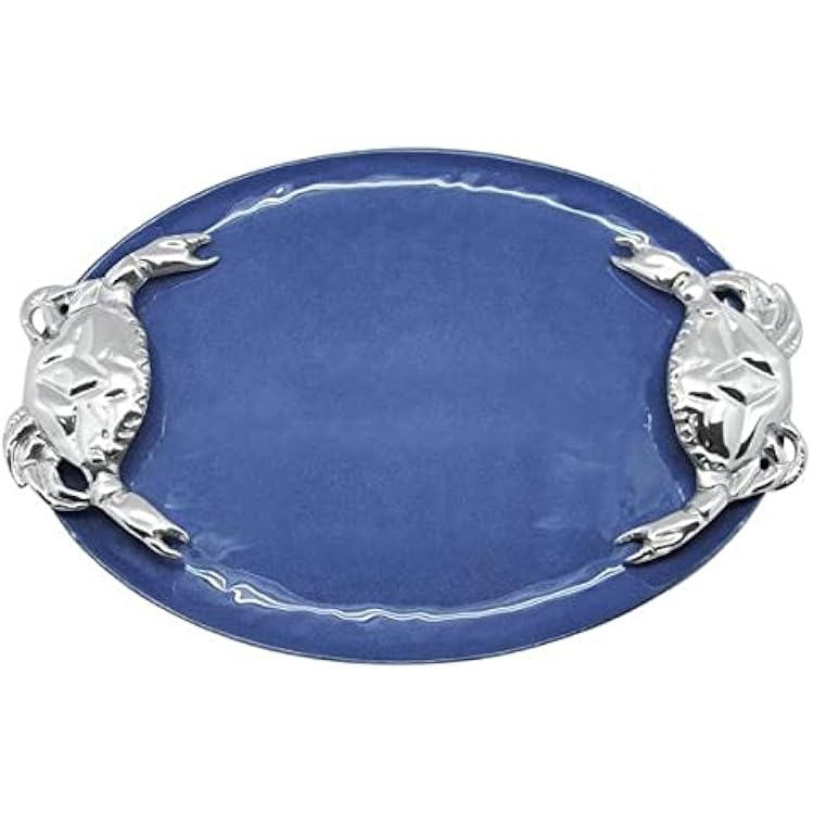 Mariposa Cobalt Crab Handle Serving Tray | Cobalt | Brillante | Tableware | Trays | Recycled SANDCAST Aluminum | Handmade in Mexico