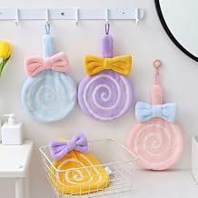 4pcs Cute Lollipop Hand Towels for Bathroom and Kitchen, Absorbent No Shedding Microfiber Hand Towels with Hanging Loop, Perfect for Daily Use as Kids Candy Hand Drying Decorative