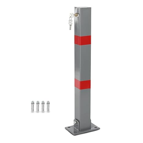 CNNELL Folding Parking Barrier Lockable Car Bollard Driveway Safety Security Post