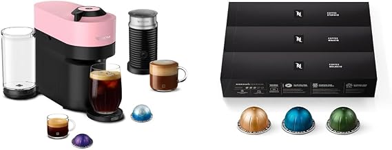 Nespresso Vertuo Pop+ Coffee and Espresso Maker by De'Longhi with Milk Frother, Candy Pink and Capsules