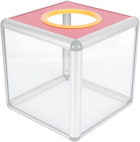 Zerodeko Transparent Raffle Box Cubic Donation Box Slot for Secure Ticket and Ballot Storage Sturdy and Design for Fundraising Events and Meetings