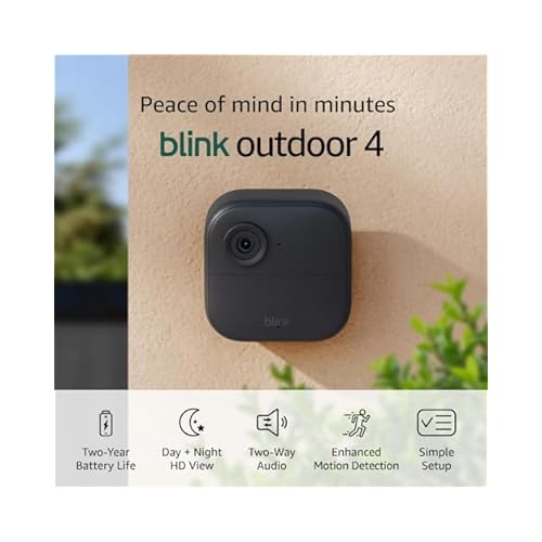Blink Outdoor 4 (4th Gen) + Blink Mini Smart security camera, two-way talk, HD live view, motion detection, set up in minutes, Works with Alexa 5 camera system + Mini (Black)