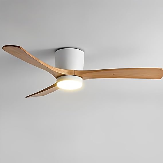 36in Quiet Ceiling Fan with Light Indoor Remote Ceiling Fan Light 6 Gear Wind Speed Fan Lights White LED Ceiling Lights Fan Lighting Wooden Blades for Living Room Dining Room Bedroom